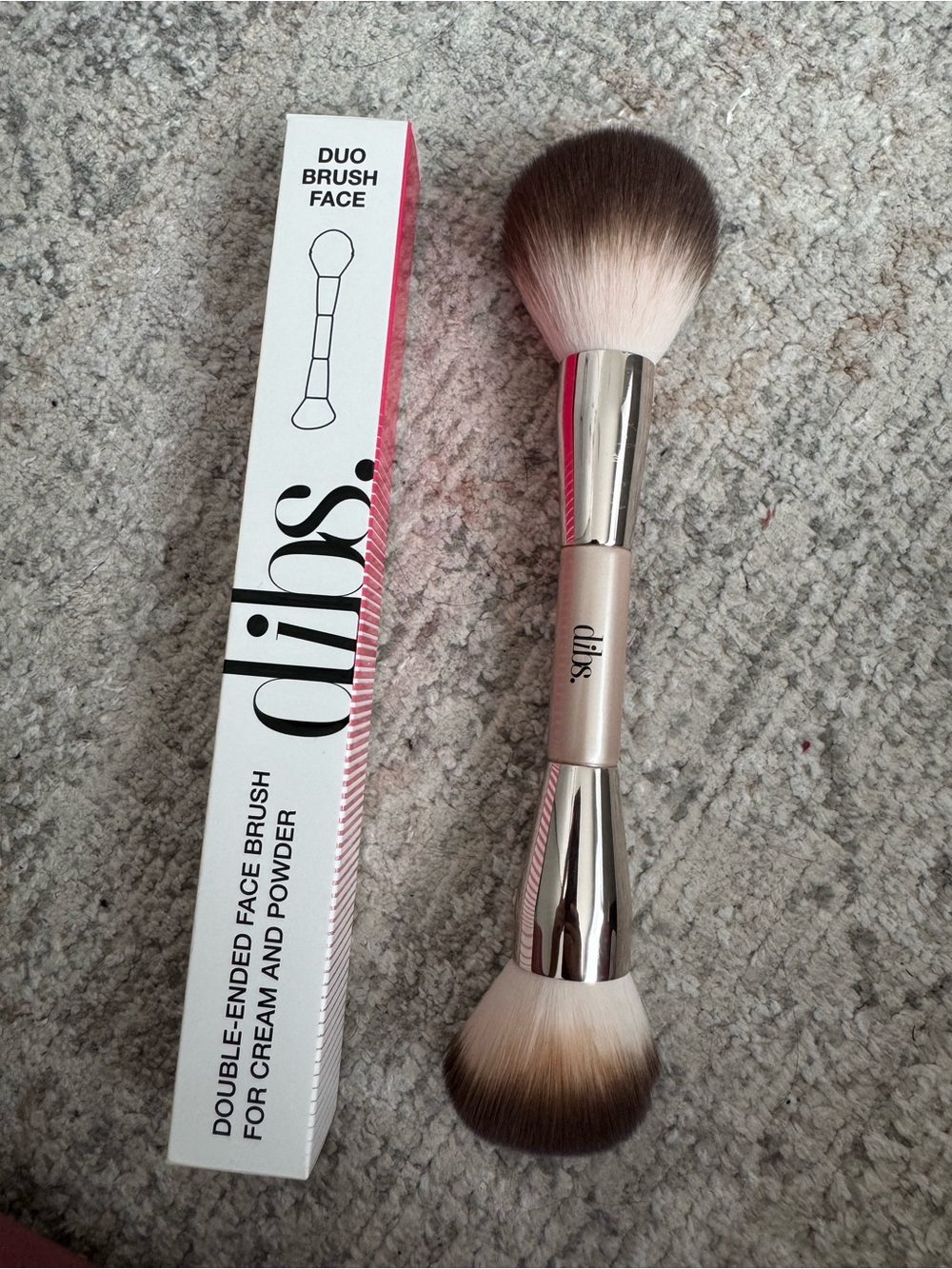 Dibs Double-Ended Face Brush in Pink - Duo Powder & Cream Brush